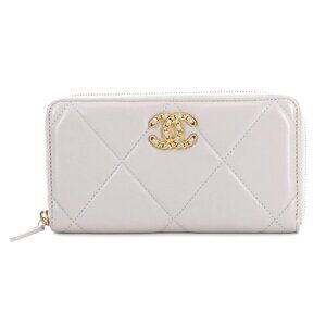 CHANEL 19 Zipped Around Long Wallet Leather Grey AP1063 90289204